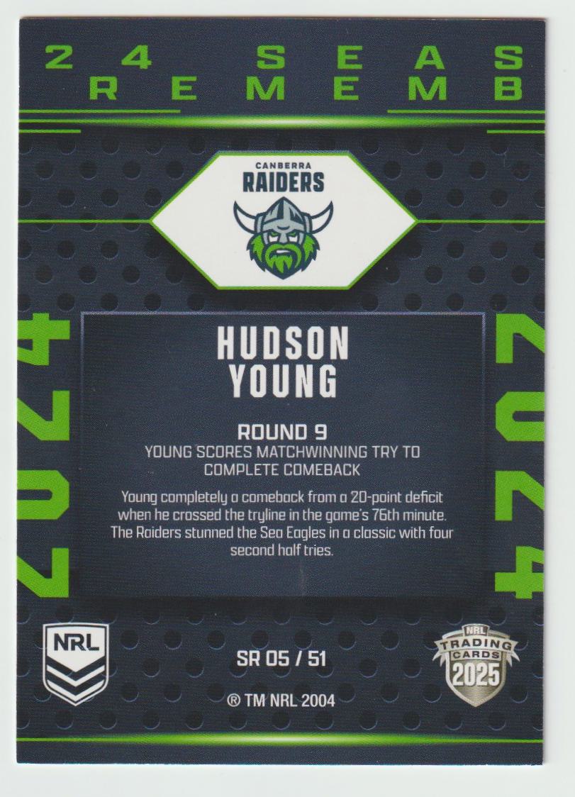 Season to Remember SR 005 RAIDERS HUDSON YOUNG