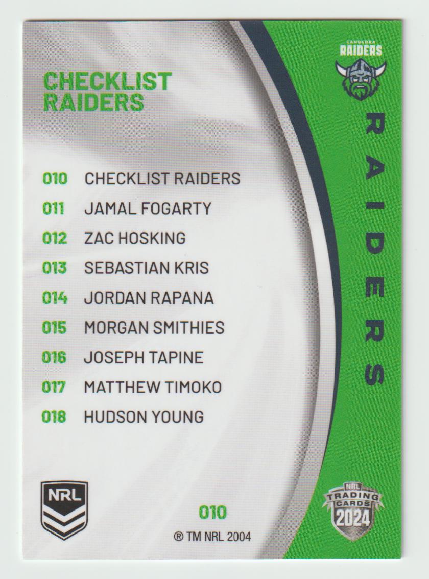 010 RAIDERS CHECKLIST