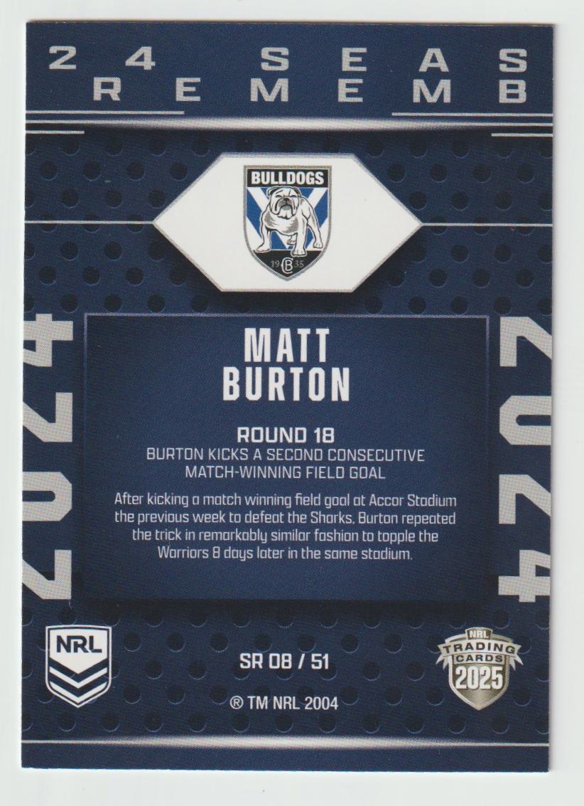 Season to Remember SR 008 BULLDOGS MATT BURTON