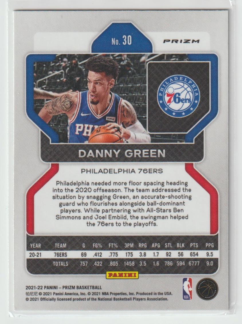 030 Danny Green - Philadelphia 76ers Green Prizm