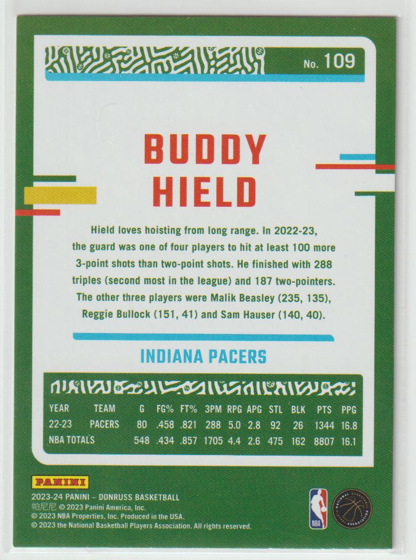 109 Buddy Hield Indiana Pacers Red Yellow Laser