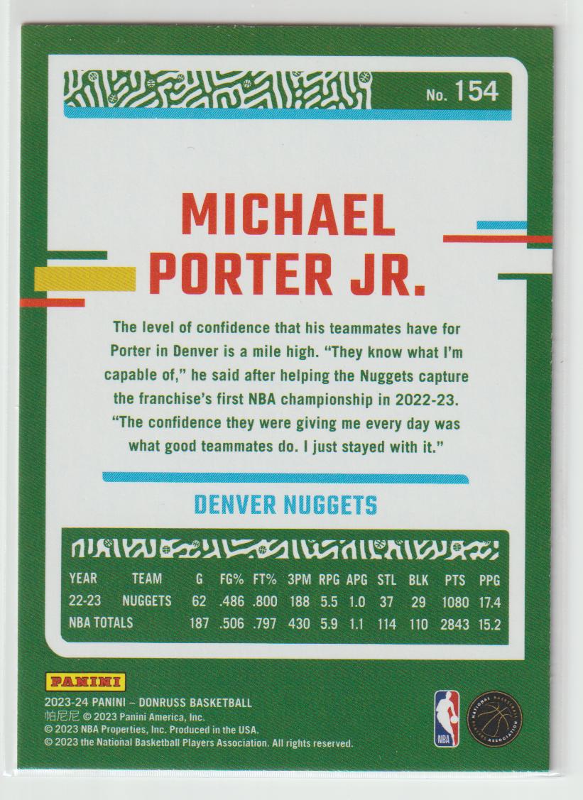 154 Michael Porter Jr Denver Nuggets Red Yellow Laser