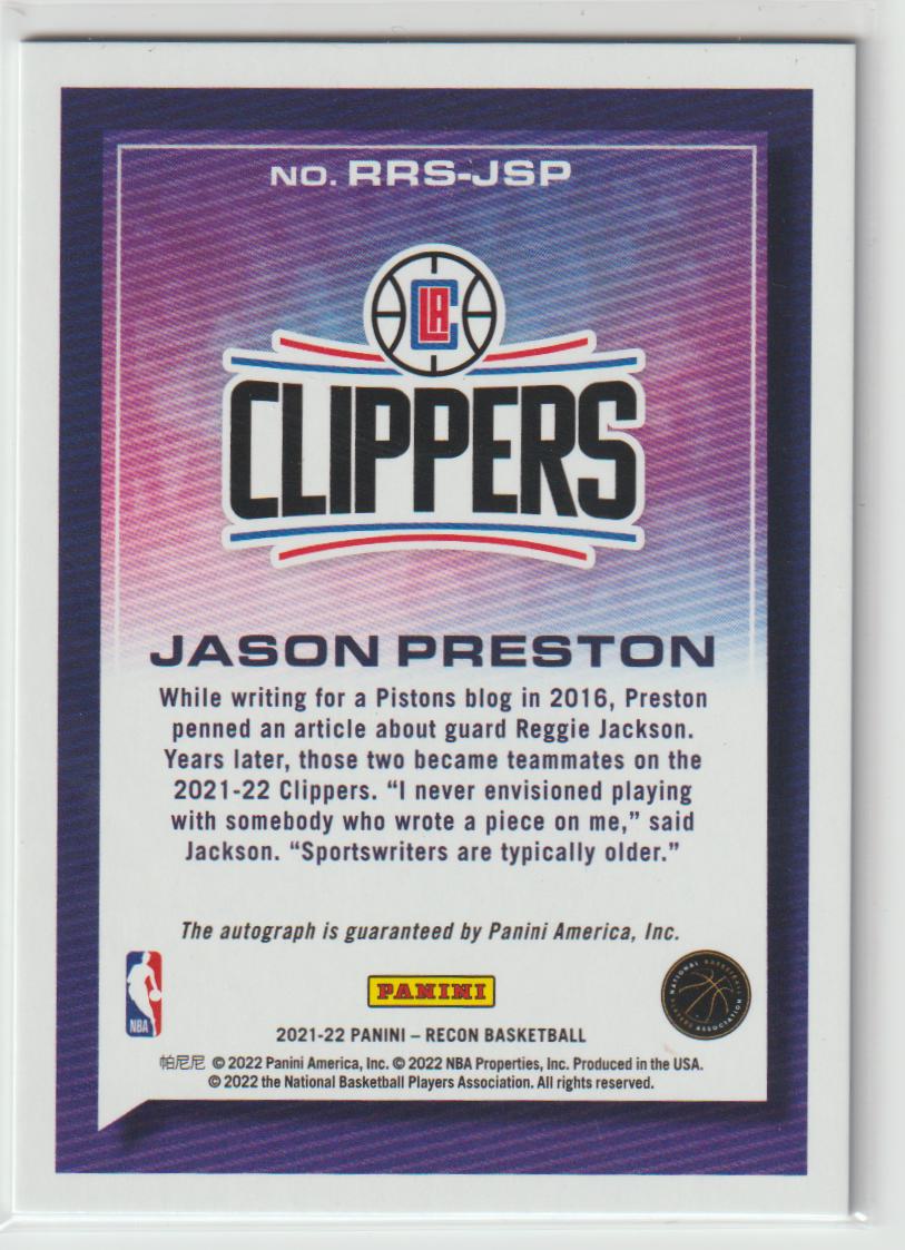 Rookie Recon Signatures RRS-JSP Jason Preston - Los Angeles Clippers Blue 43/49