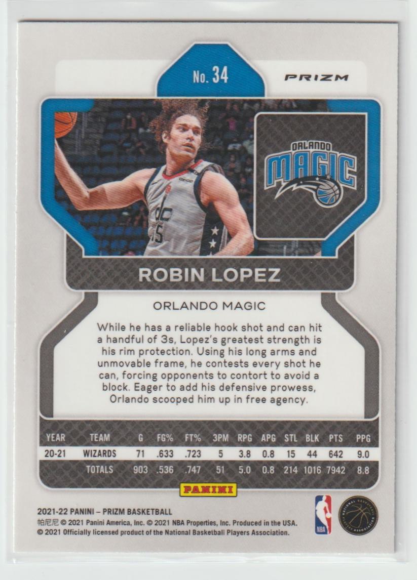 034 Robin Lopez - Orlando Magic Silver Prizm