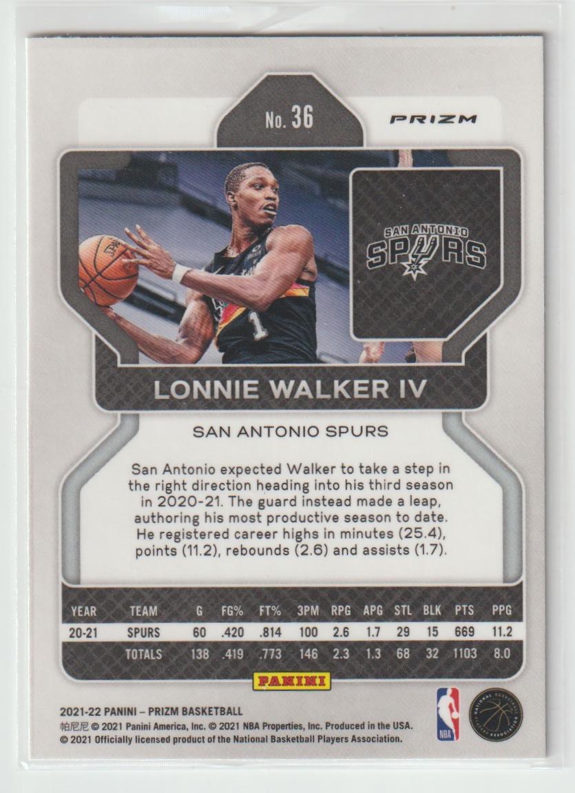 036 Lonnie Walker IV - San Antonio Spurs Silver Prizm