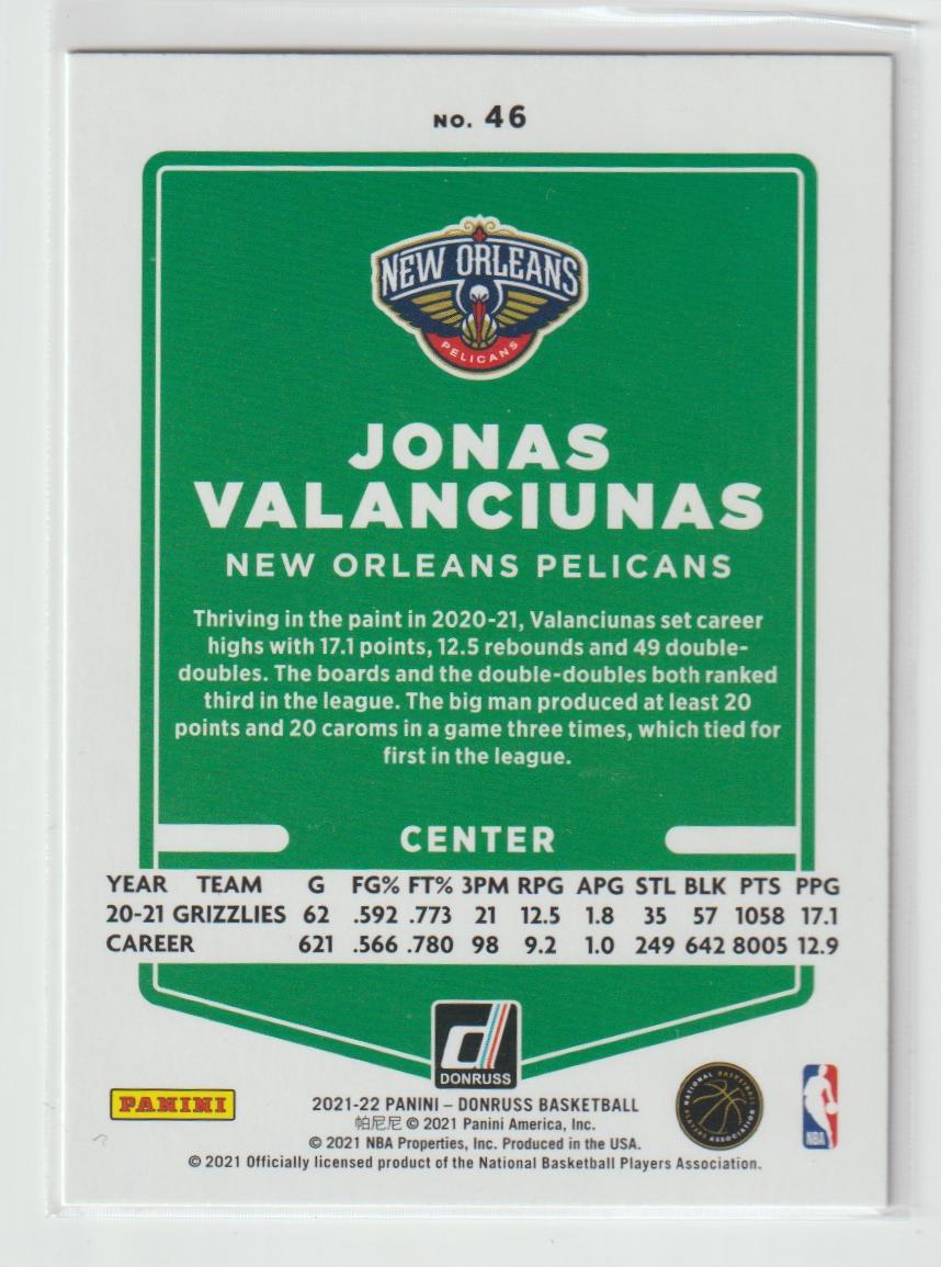 046 Jonas Valanciunas - New Orleans Pelicans Orange Laser