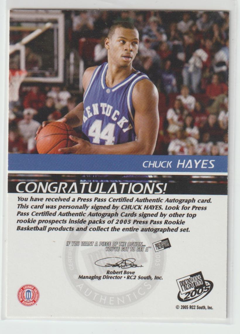 Chuck Hayes Autograph Bronze Red Ink