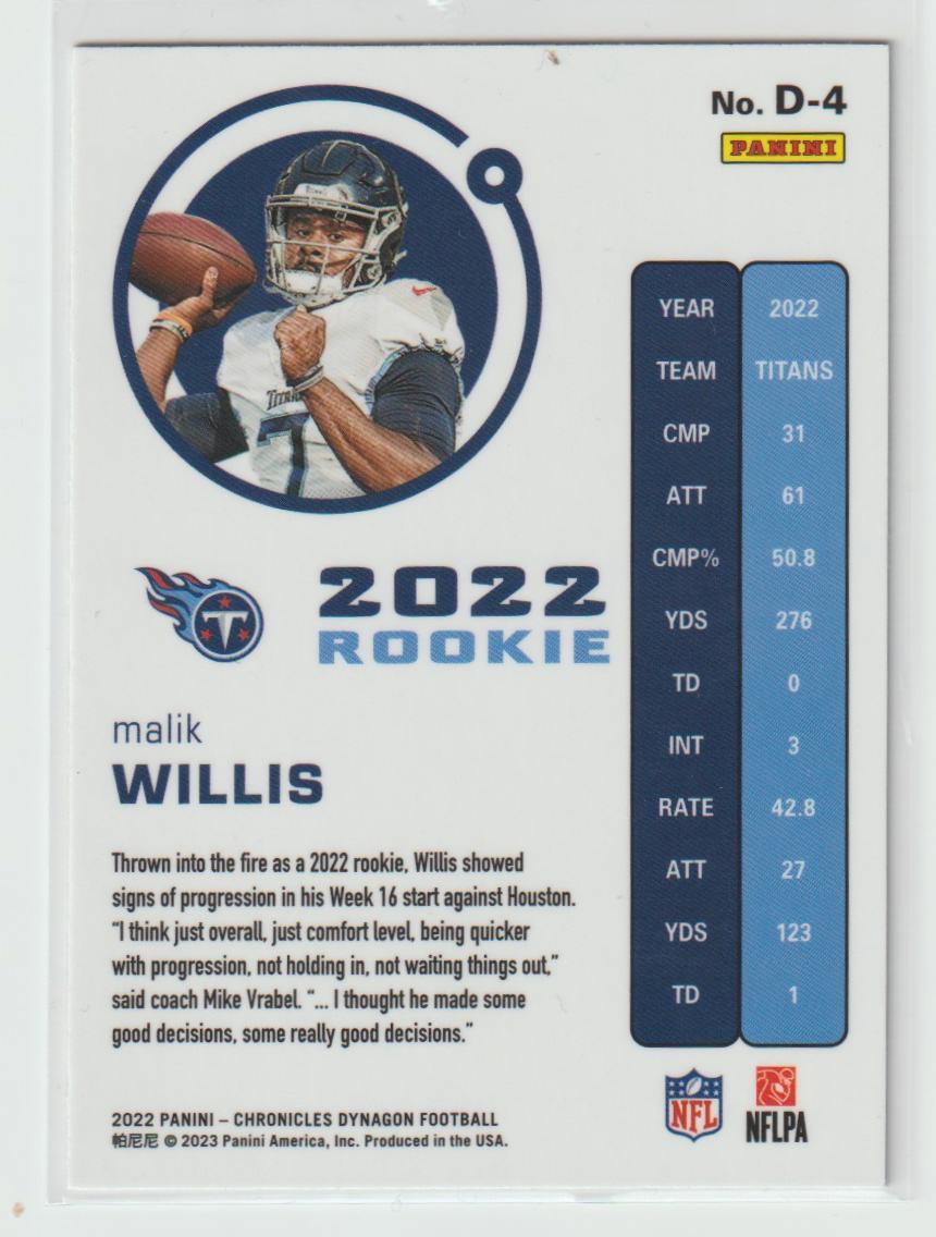 Dynagon D-4 Malik Willis - Tennessee Titans