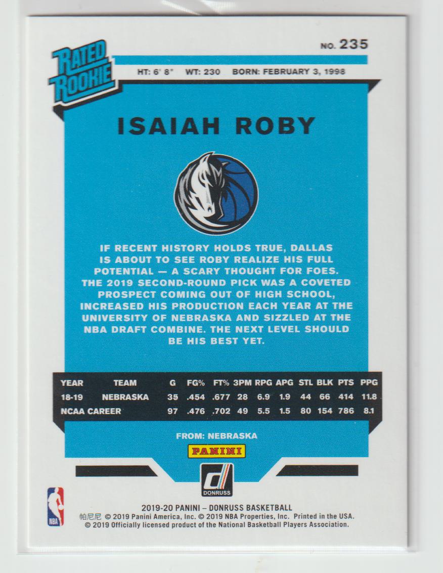 235 Isaiah Roby - Dallas Mavericks Blue Press Proof 25/49