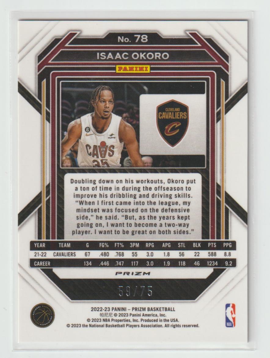 078 Isaac Okoro Cleveland Cavaliers Purple Fast Break 59/75