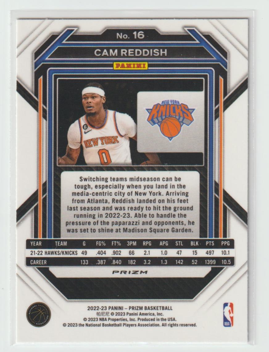 016 Cam Reddish New York Knicks Silver Prizm