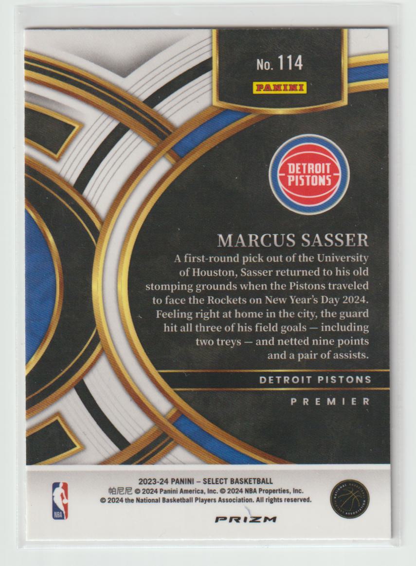 114 Marcus Sasser Detriot Pistons Silver