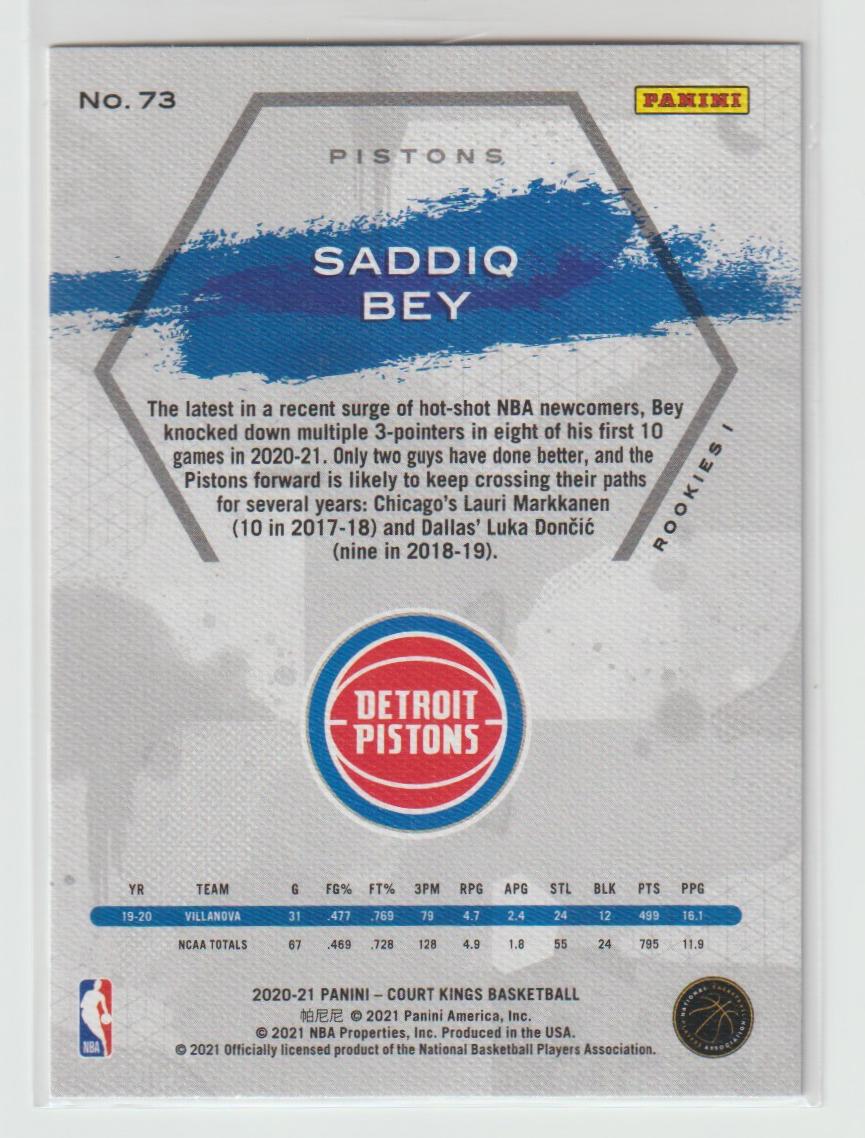 073 Saddiq Bey - Detroit Pistons Rookies I