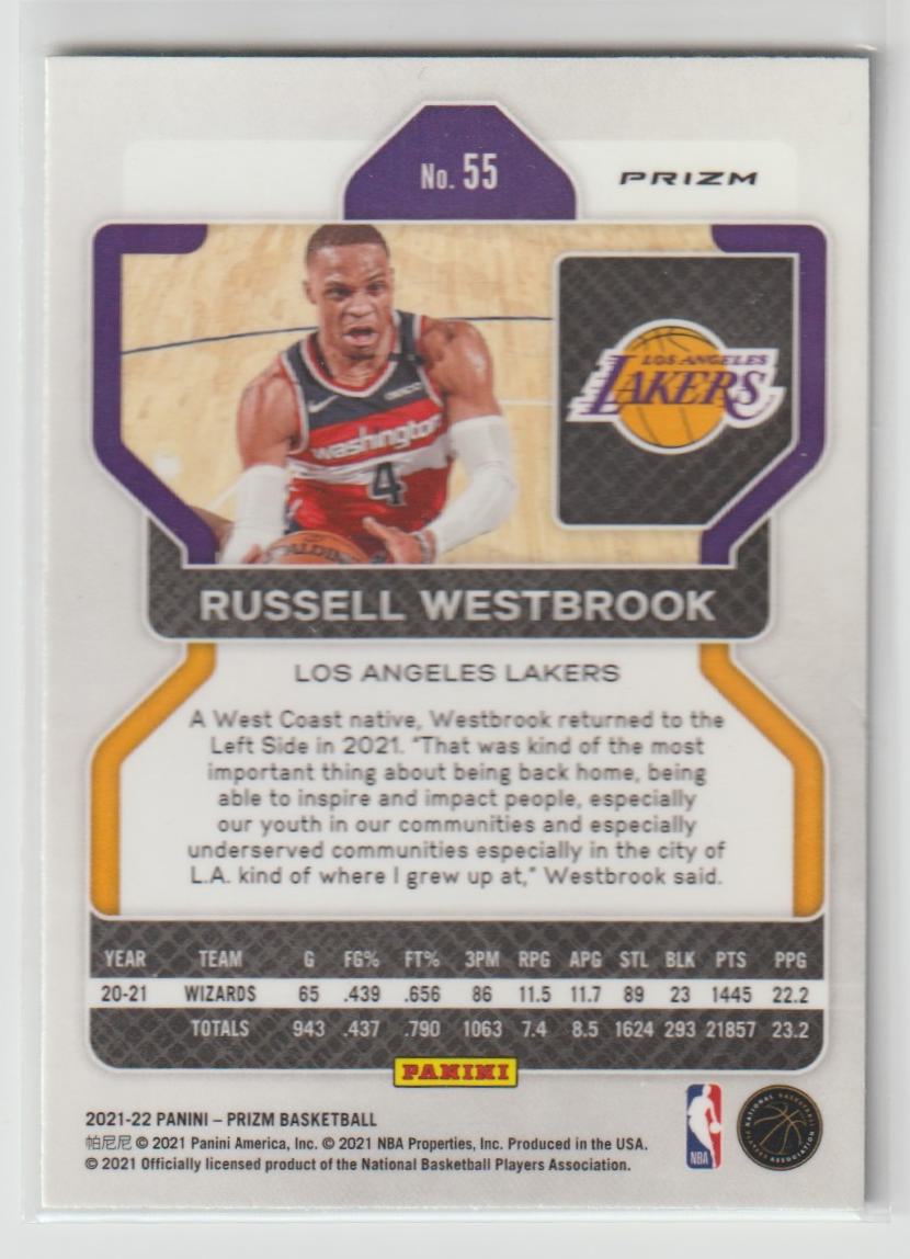 055 Russell Westbrook - Los Angeles Lakers Green Prizm