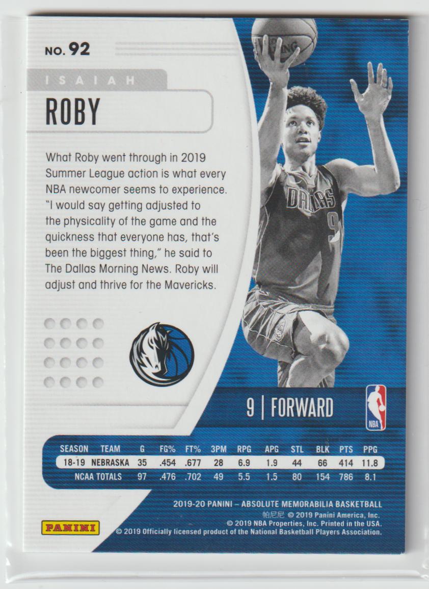 092 Isaiah Roby - Dallas Mavericks Orange 1/75