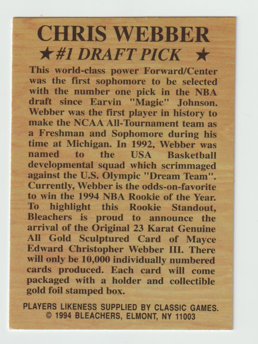 1993 #1 Draft Pick Chris Webber