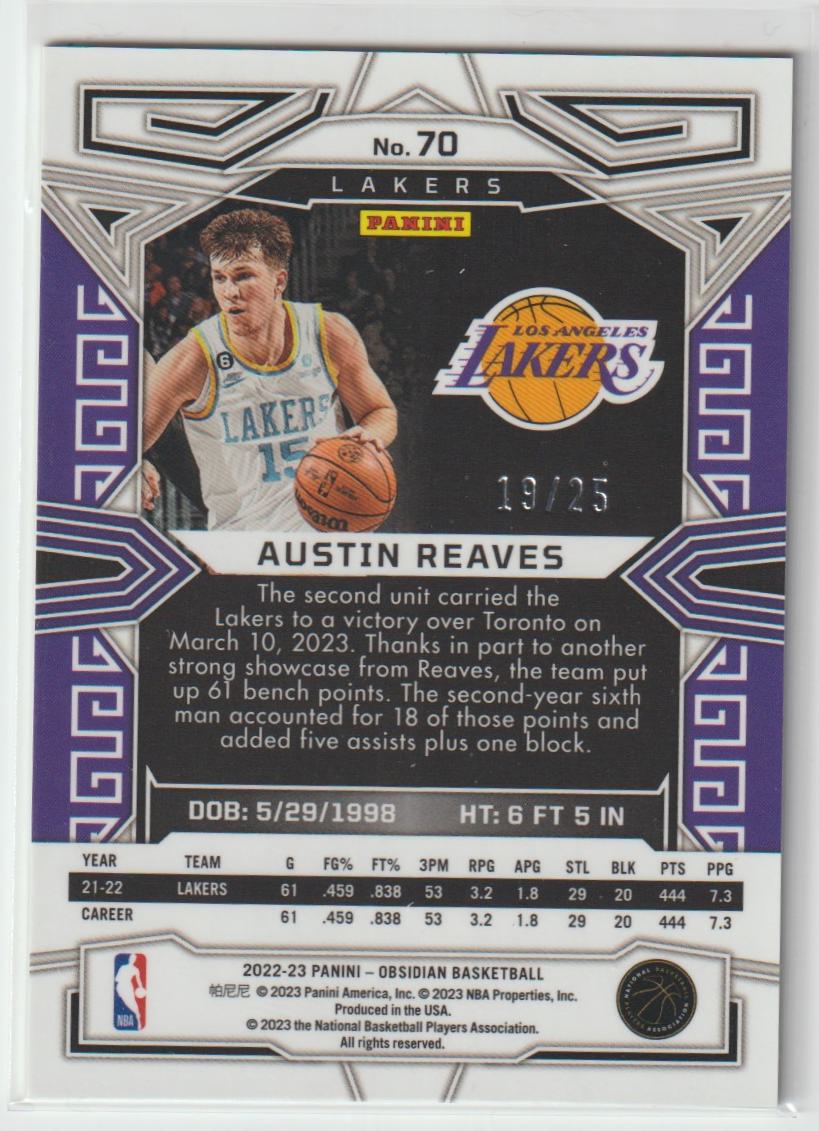070 Austin Reaves, Los Angeles Lakers Green Flood 19/25