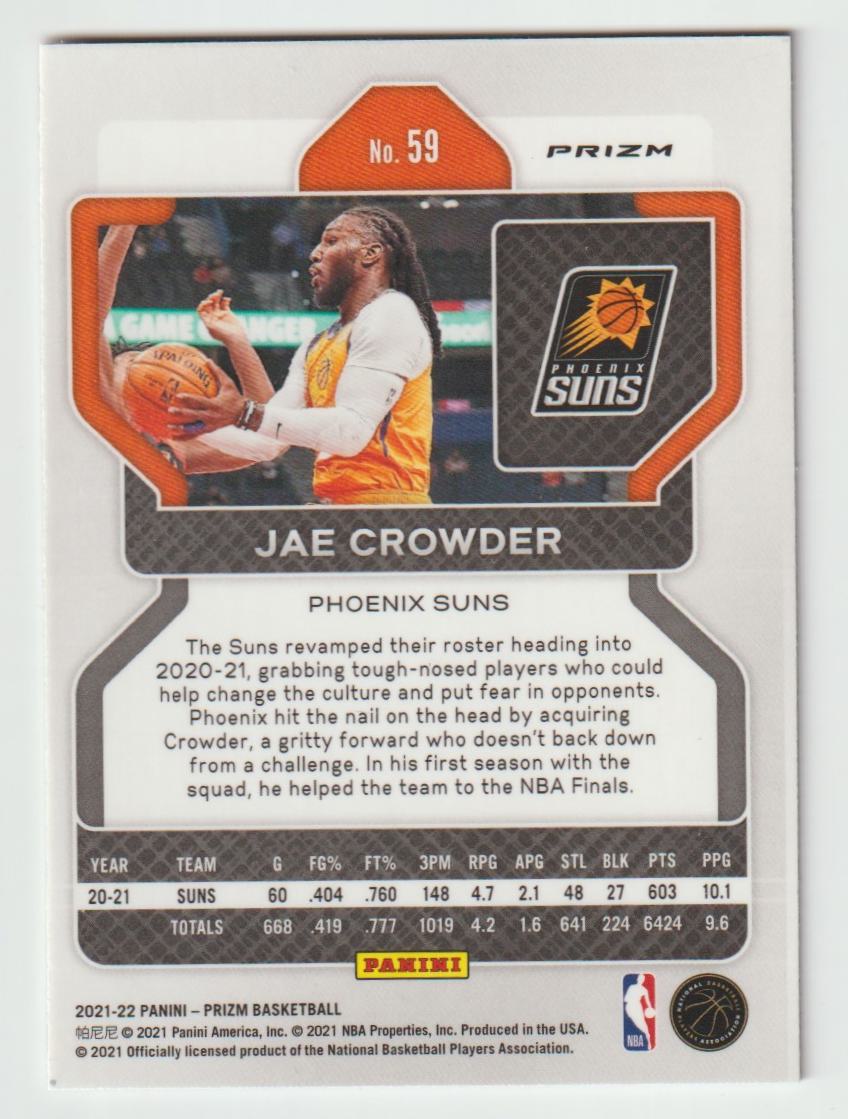 059 Jae Crowder - Phoenix Suns Purple Wave Prizm