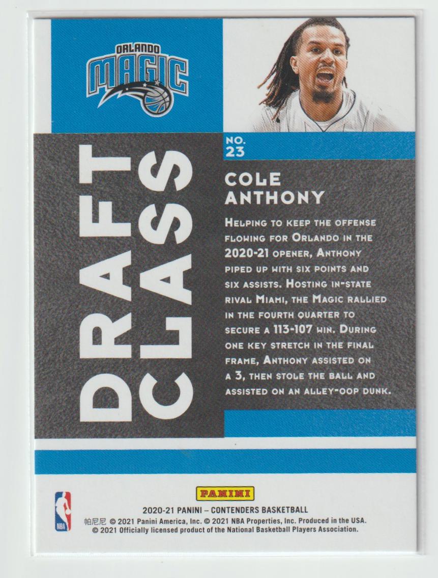 2020 Draft Class 23 Cole Anthony Orlando Magic