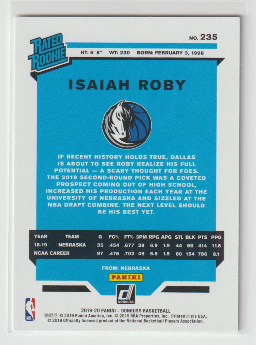 235 Isaiah Roby - Dallas Mavericks Silver Press Proof 97/349