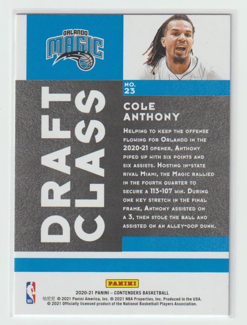 2020 Draft Class 23 Cole Anthony Orlando Magic Red