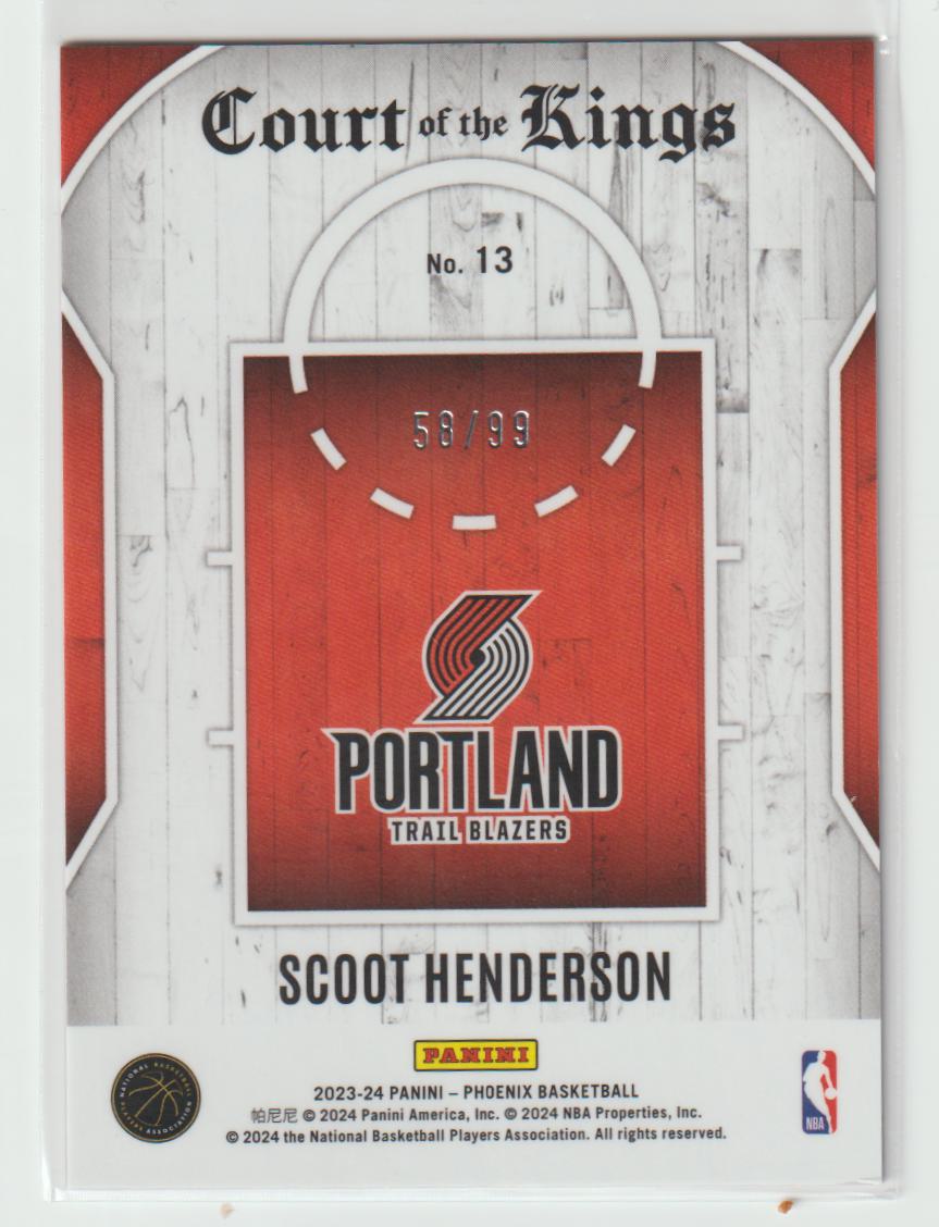 Court of the Kings 013 Scoot Henderson Portland Trail Blazers Pink 58/99