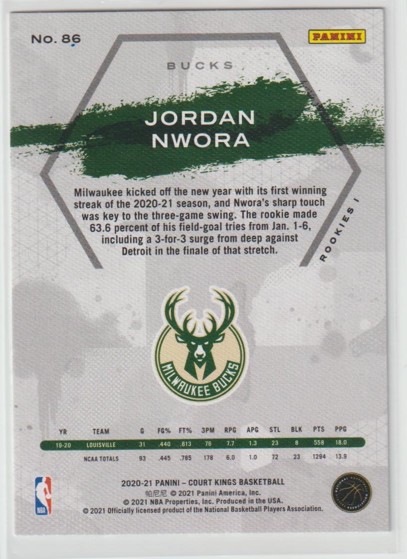 086 Jordan Nwora - Milwaukee Bucks Rookies I