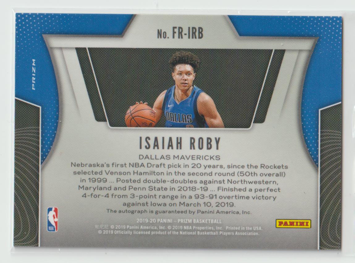 Fast Break Rookie Autographs FR-IRB Isaiah Roby - Dallas Mavericks