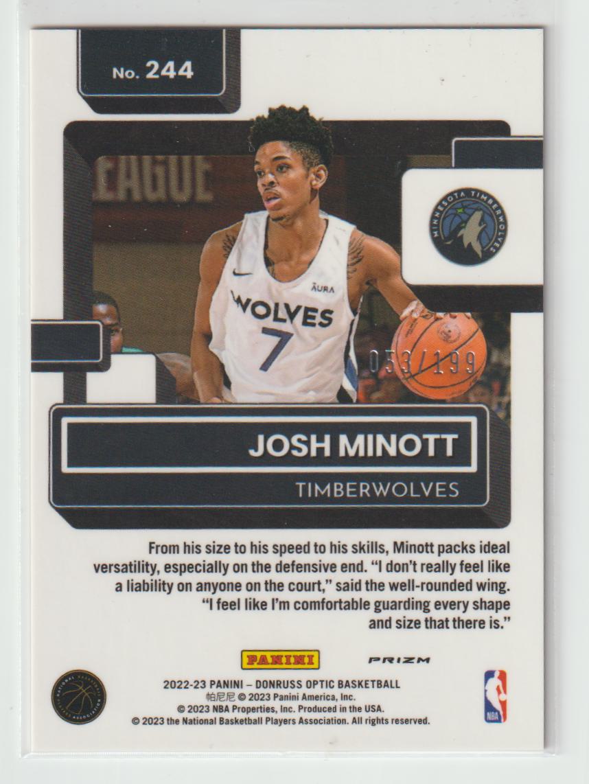 244 Josh Minott - Minnesota Timberwolves Orange 53/199