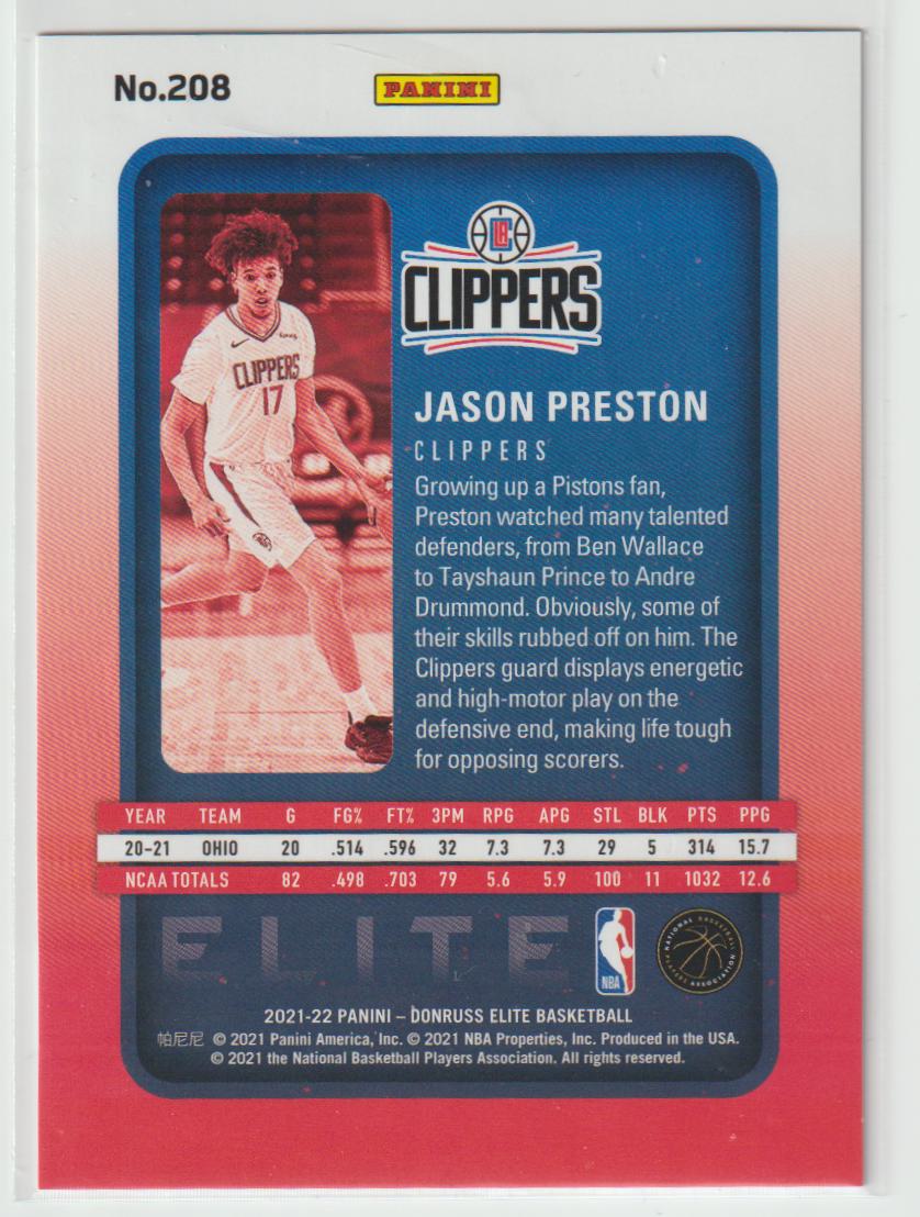 208 Jason Preston - Los Angeles Clippers Orange 210/210