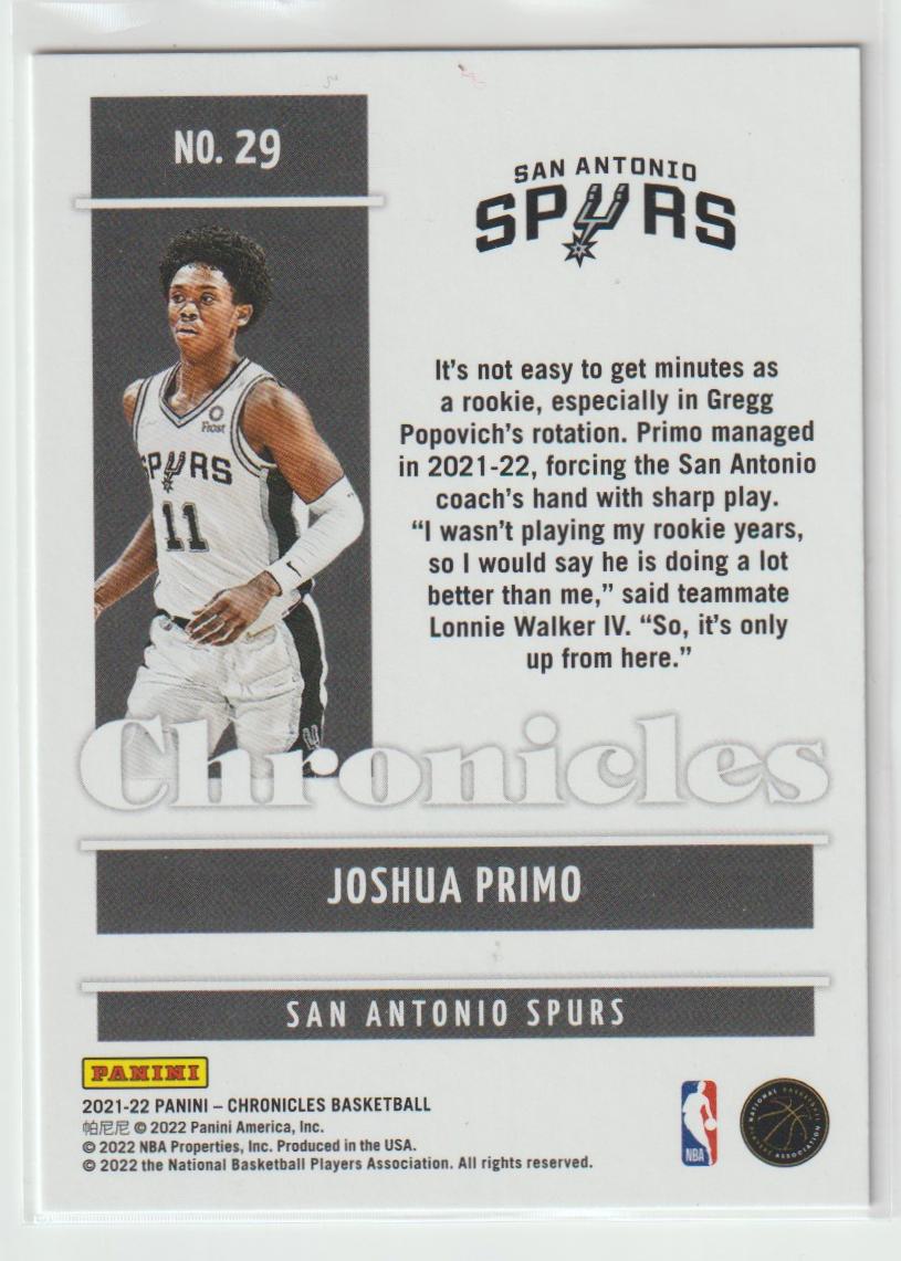 029 Joshua Primo - San Antonio Spurs Green