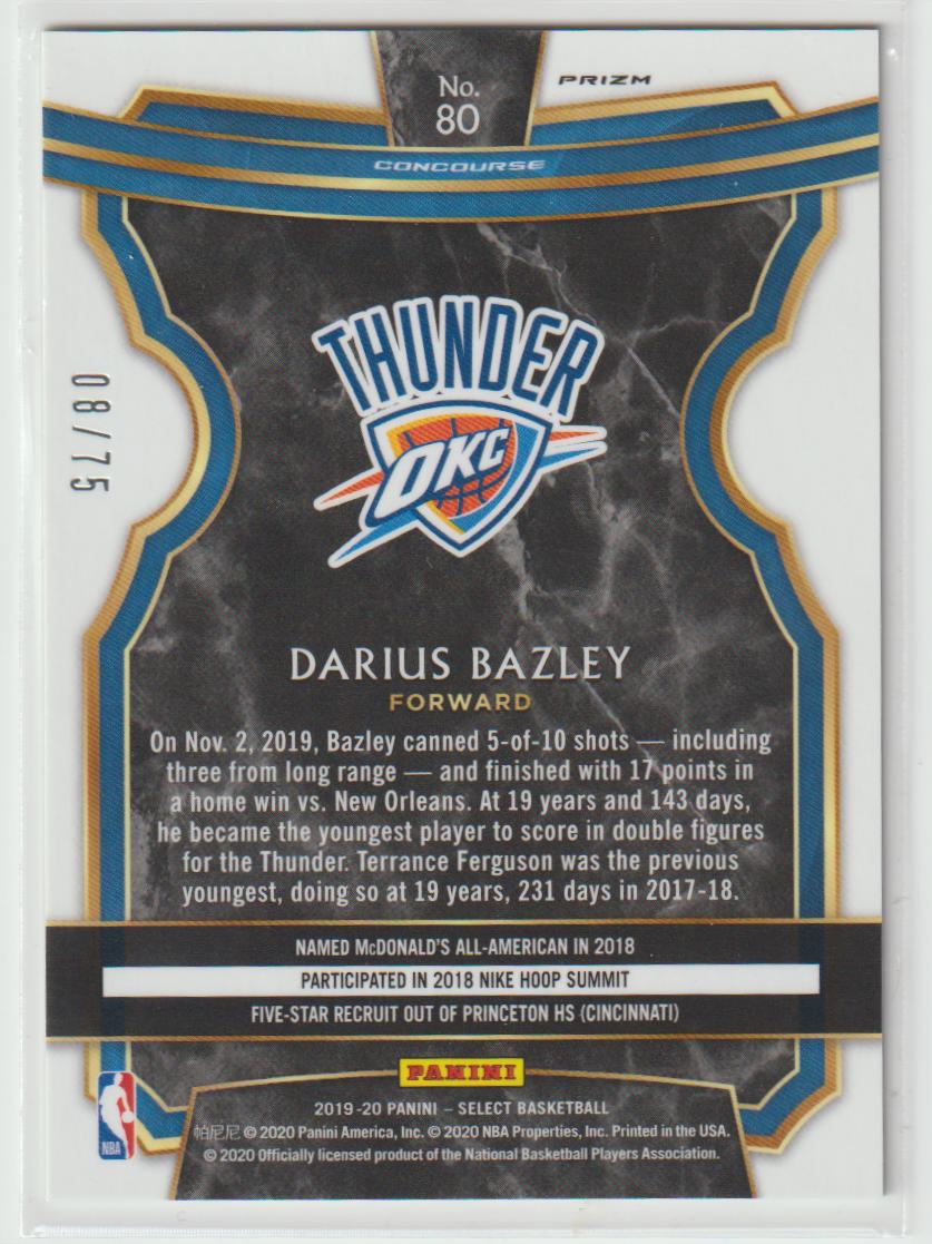 080 Darius Bazley - Oklahoma City Thunder Neon Green 8/75