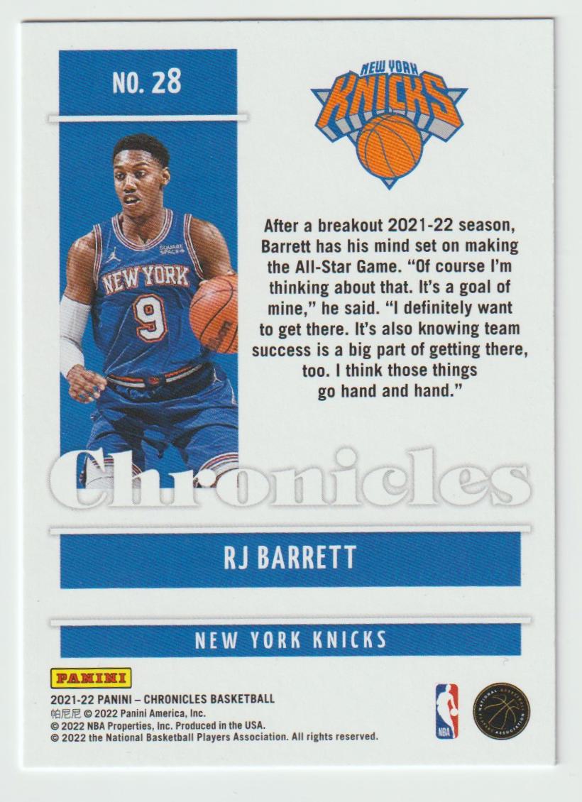 028 RJ Barrett - New York Knicks Green