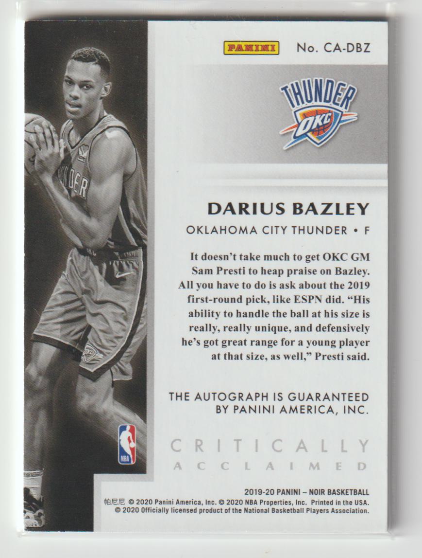 Critically Acclaimed CA-DBZ Darius Bazley - Oklahoma City Thunder 89/99