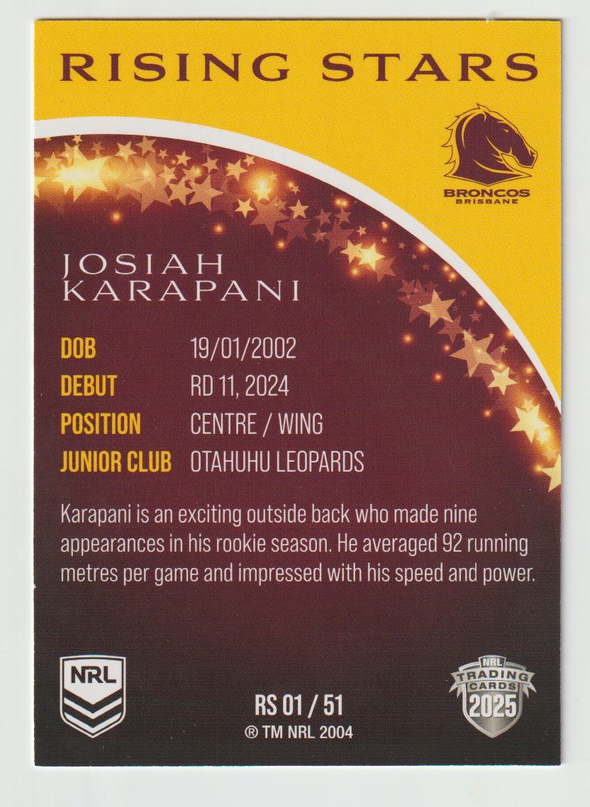 Rising Stars RS 001 BRONCOS JOSIAH KARAPANI