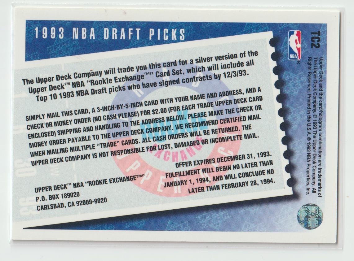 1993 NBA Draft Picks Trade Card Silver