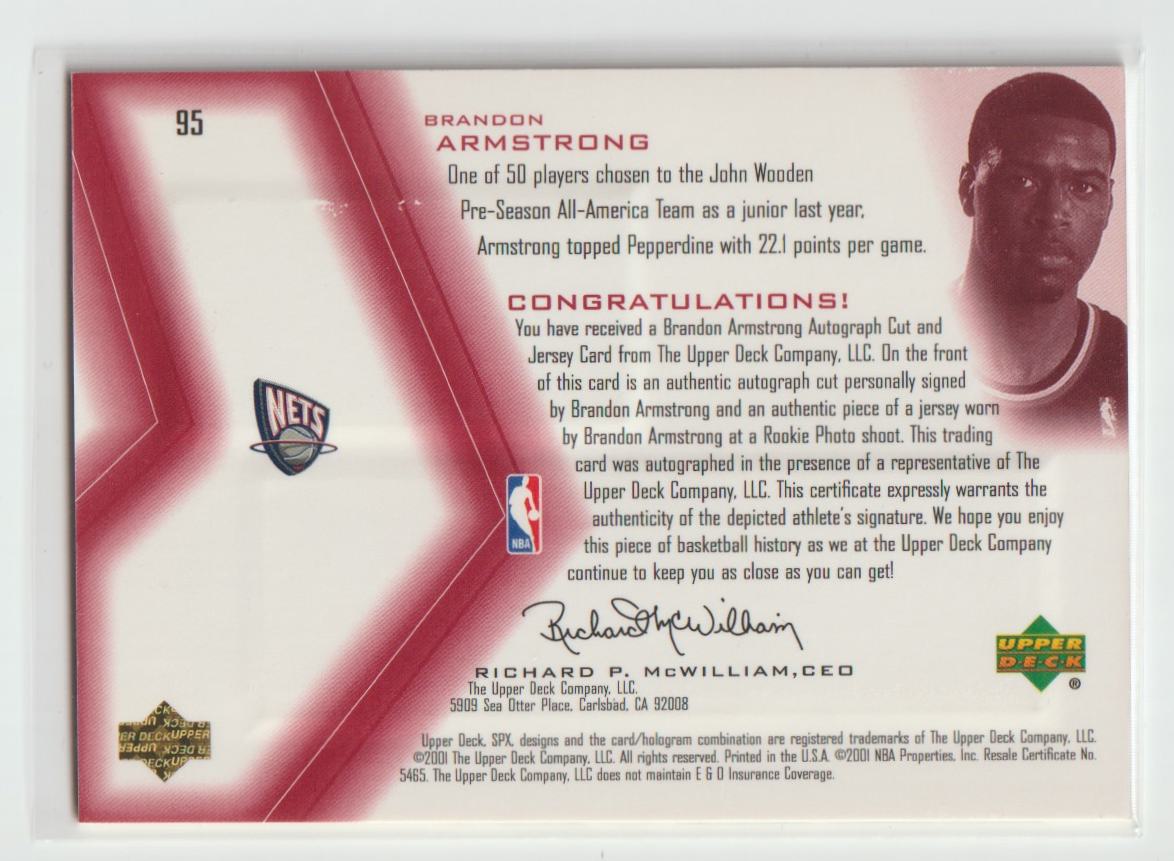 Signed SPx Rookie Jersey 95 Brandon Armstrong Nets Red 454/800