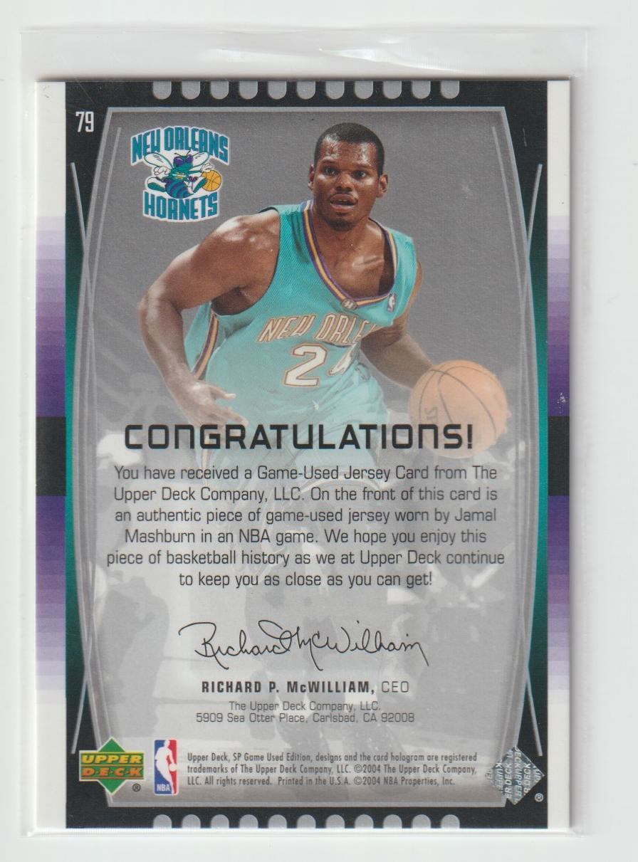 Game Used 79 Jamal Mashburn New Orleans Hornets