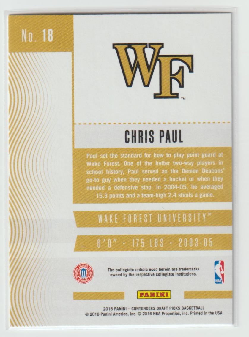 018 Chris Paul - Wake Forest Demon Deacons