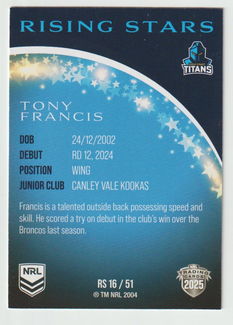 Rising Stars RS 016 TITANS TONY FRANCIS