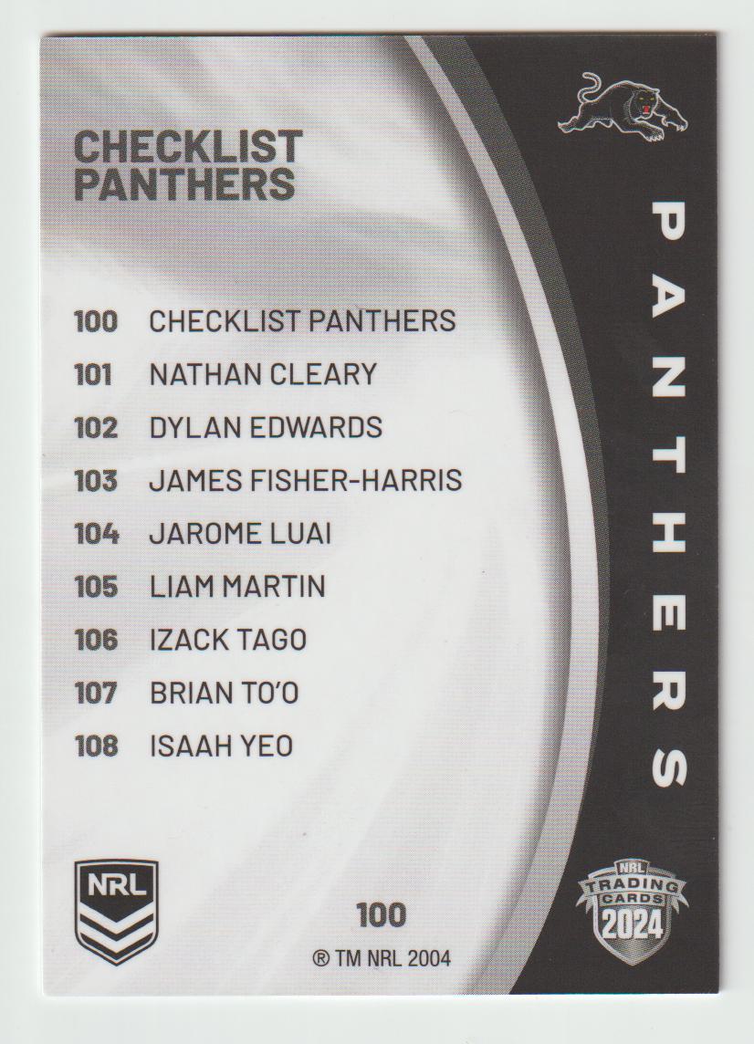 100 PANTHERS CHECKLIST