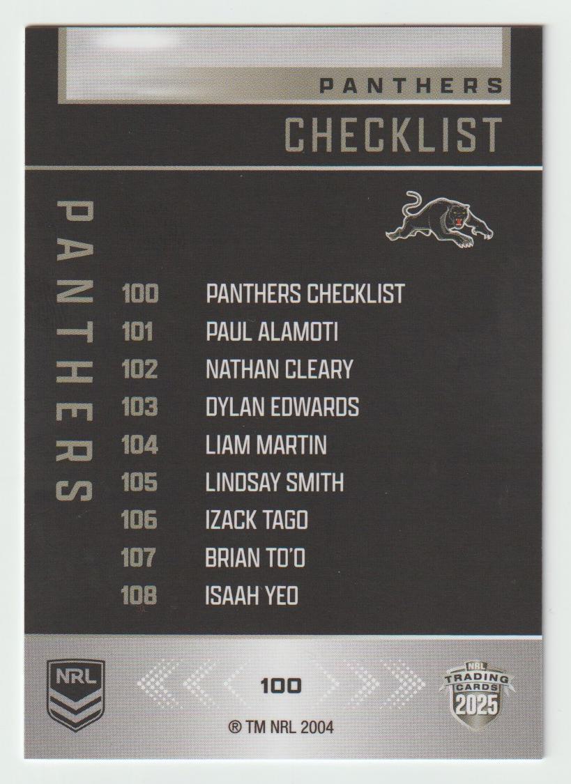 100 PANTHERS CHECKLIST