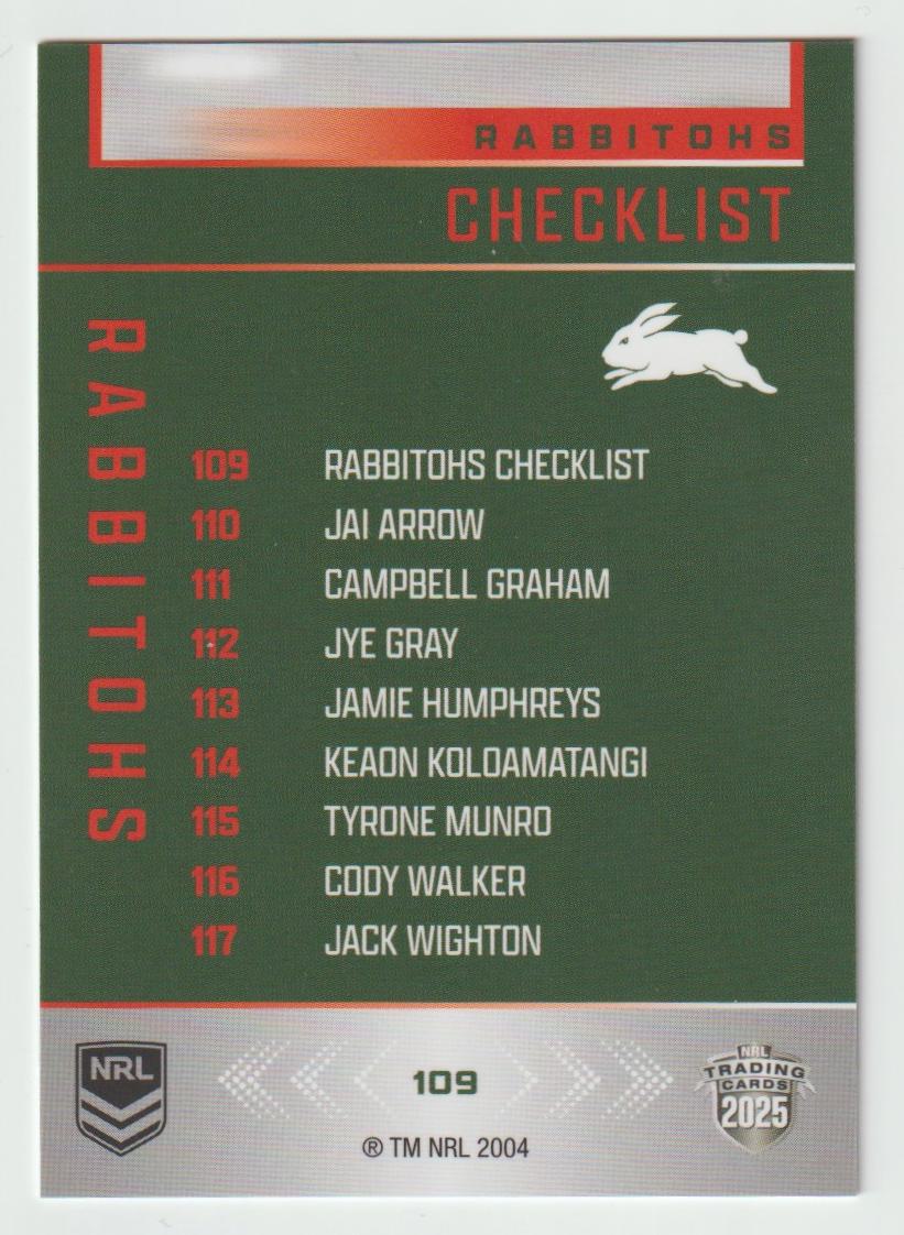 109 RABBITOHS CHECKLIST