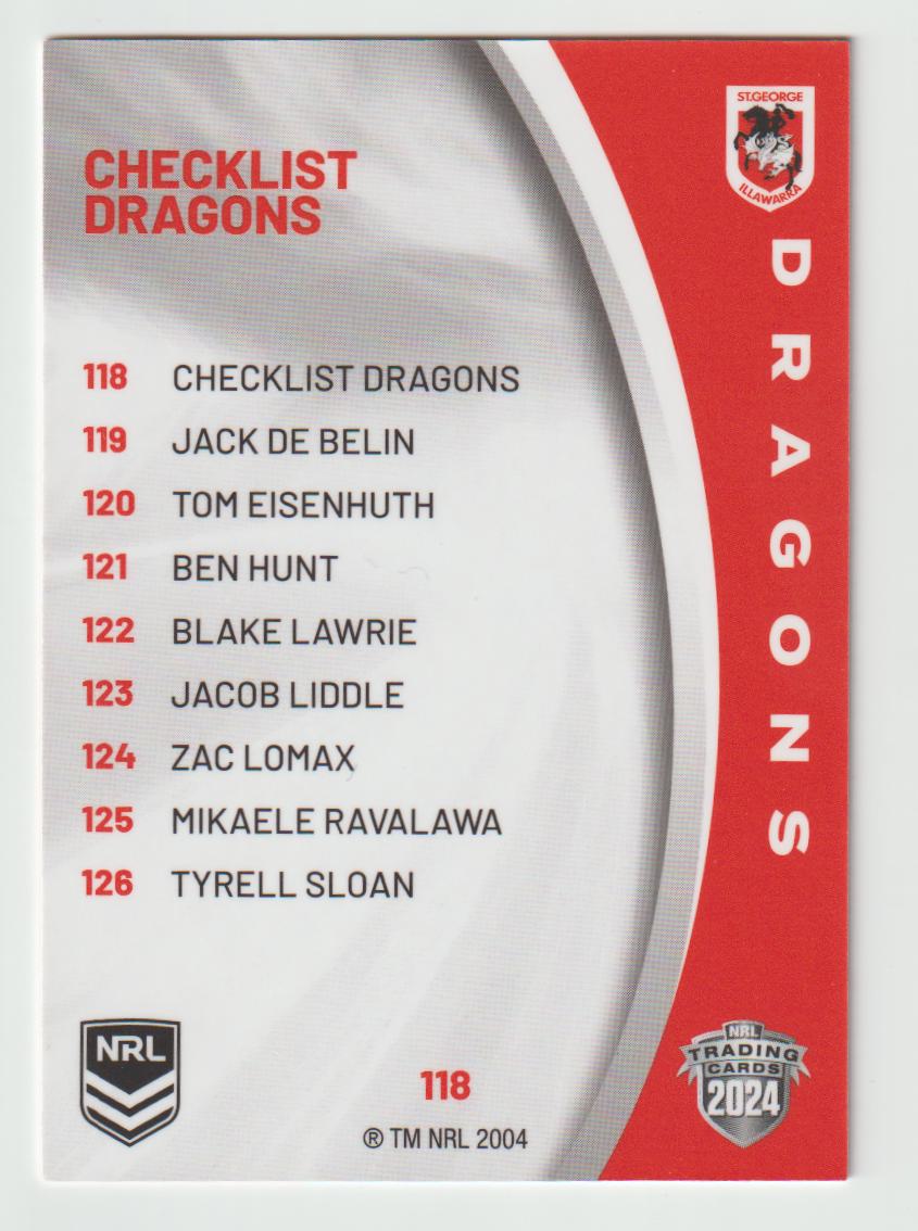 118 DRAGONS CHECKLIST