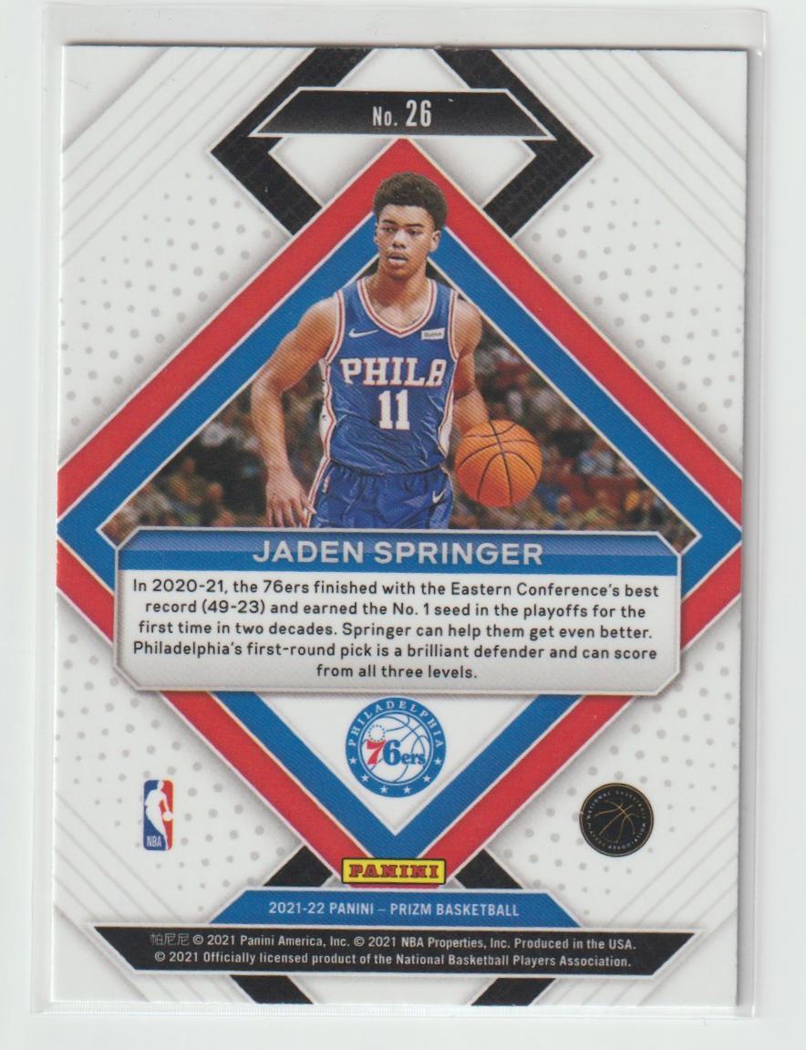 Emergent 26 Jaden Springer - Philadelphia 76ers
