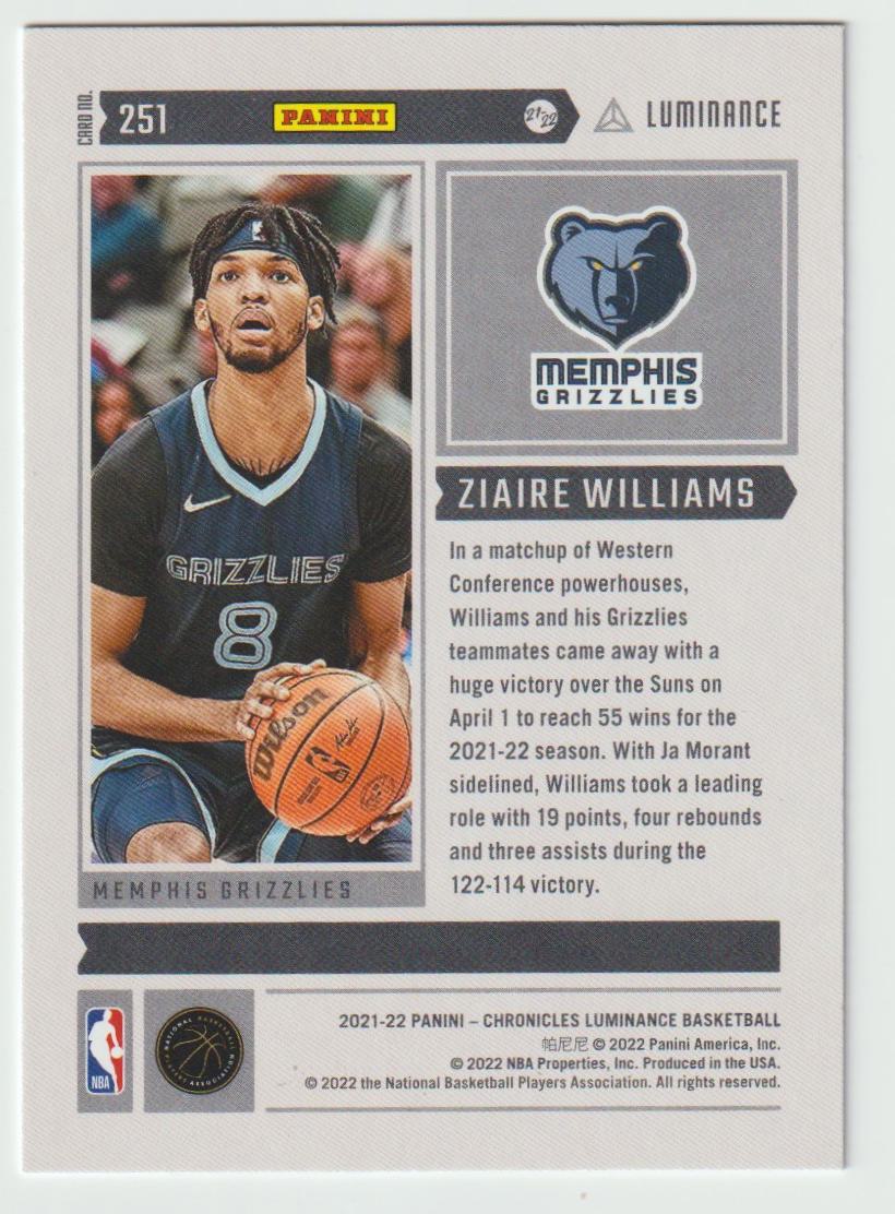 251 Ziaire Williams - Memphis Grizzlies