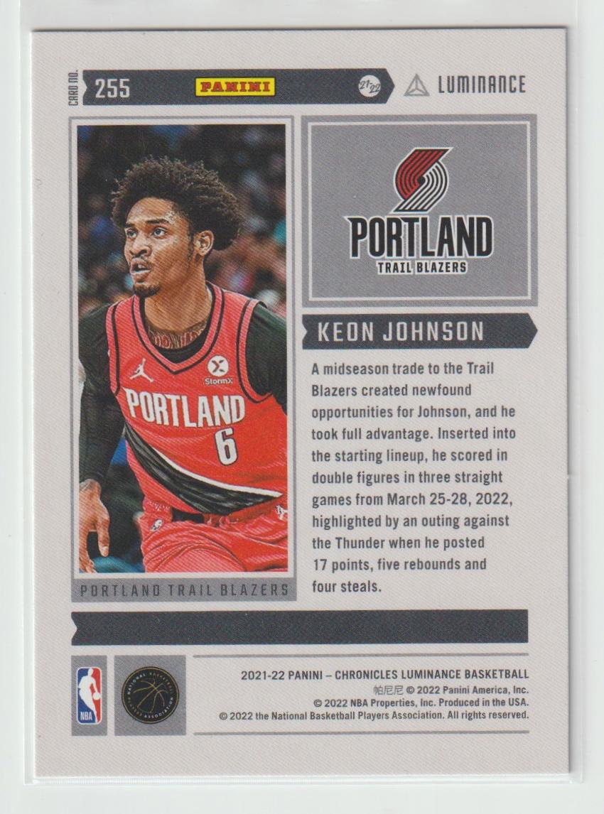 255 Keon Johnson - Portland Trail Blazers