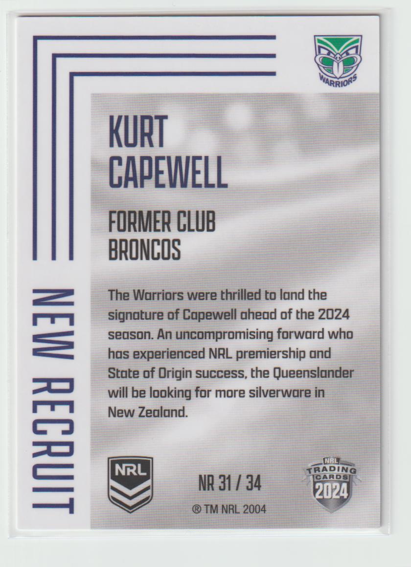 NR 31/34 WARRIORS KURT CAPEWELL