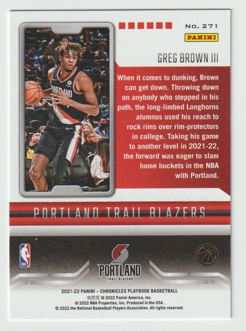 271 Greg Brown III - Portland Trail Blazers Green