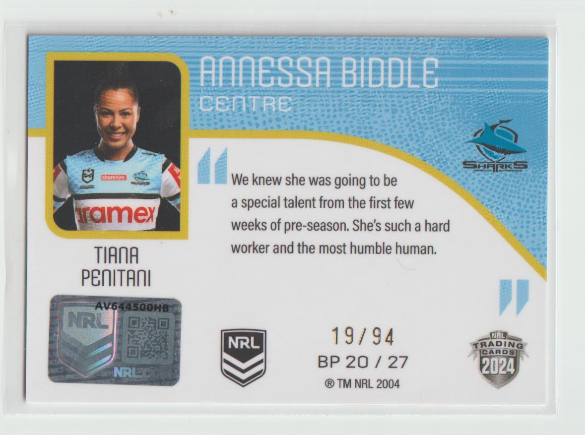 BP 20/27 SHARKS ANNESSA BIDDLE 19/94